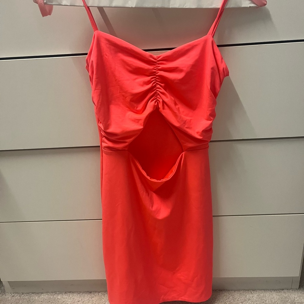 Vibrant Ruched Cutout Dress